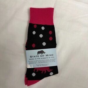 State of Mind Black and Pink Dot Socks